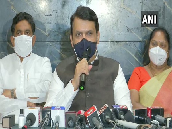 BJP leader Devendra Fadnavis addressing a press conference in Pune on Tuesday.