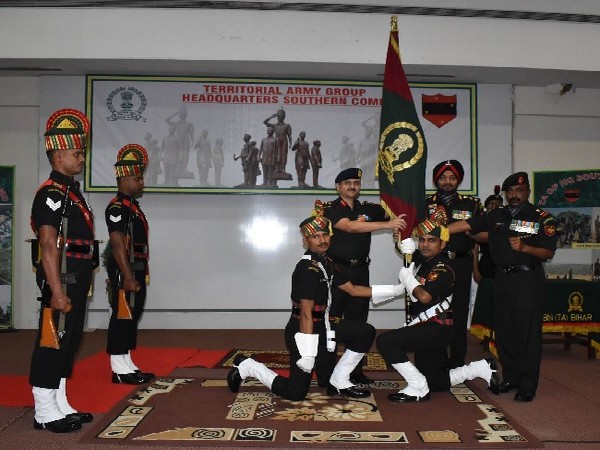 Southern Command Territorial Army Banner awarded to 154 Infantry Battalion (Territorial Army) Bihar in Pune.