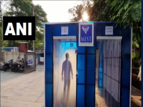 A sanitising chamber for disinfecting people at the entrance of Naidu Hospital. Photo/ANI