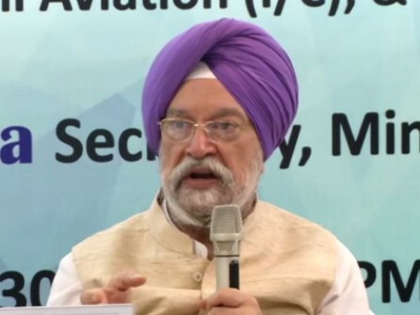 Union Civil Aviation Minister Hardeep Singh Puri addressing press conference in New Delhi on Thursday 