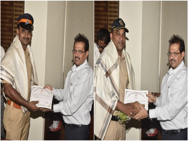 City collector Shivaji Jondhale felicitated Dnyanoba Suryawanshi and Naik Vaibhav Girkar (Photo/ANI)