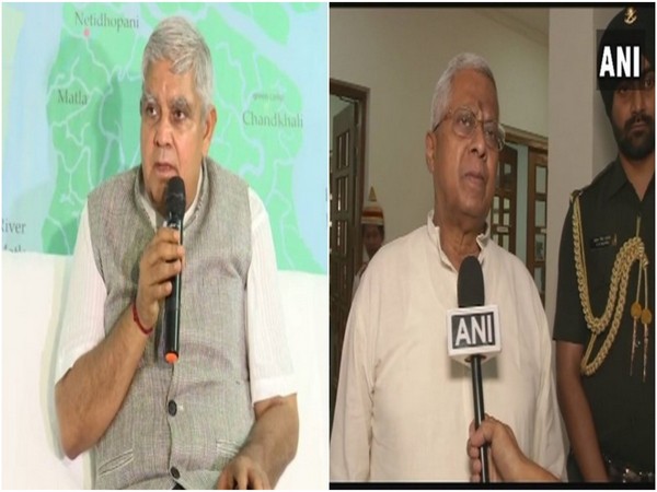 Jagdeep Dhankar (left) and Tathagata Roy (right)