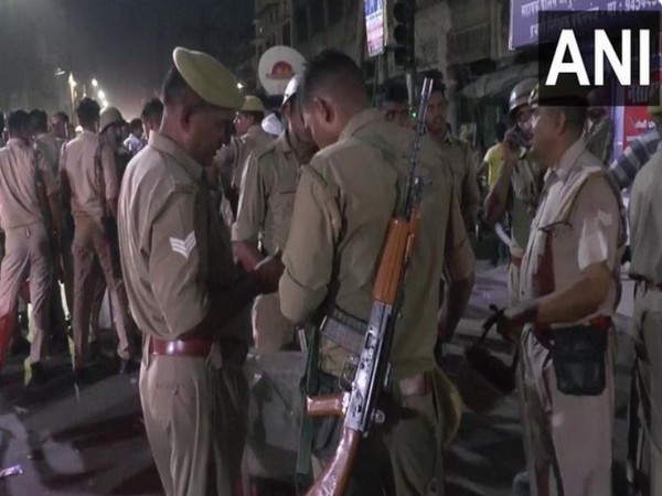 Visual of security pesronnel deployed in Kanpur (Photo/ANI)