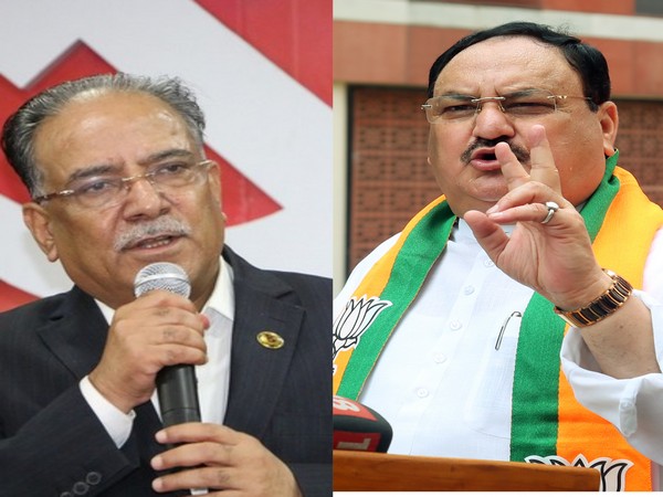 Former Nepali Prime Minister Pushpa Kamal Dahal 'Prachanda' (left) and BJP national president JP Nadda (Photo:ANI)