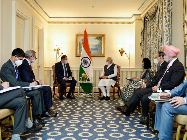 Prime Minister Narendra Modi with Qualcomm CEO Cristiano Amon.
