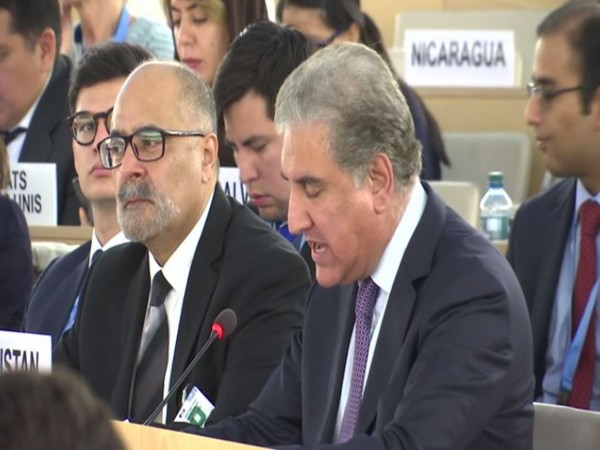 Pakistan Foreign Minister Shah Mehmood Qureshi speaking at UNHRC