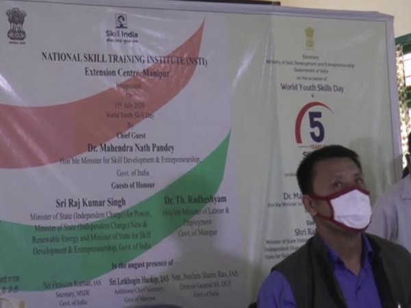 Th. Radheshyam Singh, Minister of Education, Labour and Employment in Manipur government during the event. (Photo/ANI)