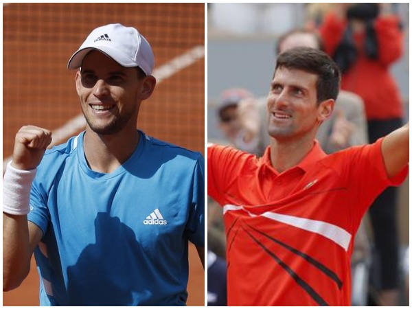 Dominic Thiem (L) and Novak Djokovic (R)