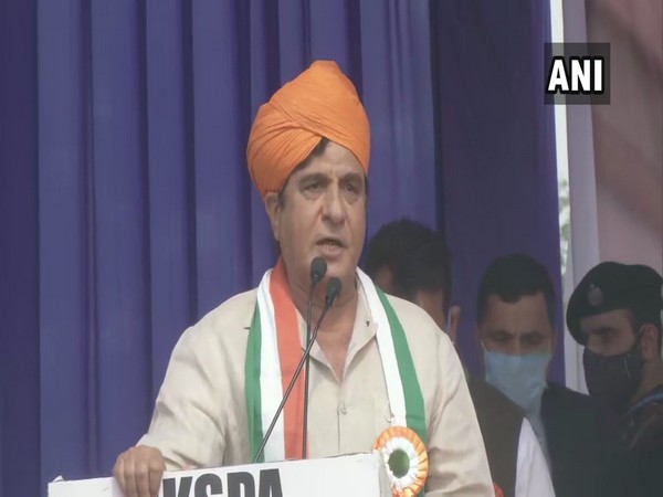 Congress leader Raj Babbar addressing an event in Jammu on Saturday. (Photo/ANI)