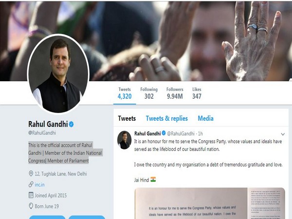 Snapshot of Wayanad MP Rahul Gandhi's account. Photo/Twitter