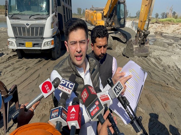 Raghav Chadha 'raiding' sand mining site in Chamkaur Sahib (Photo/@AamAadmiParty)
