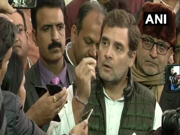 Rahul Gandhi speaking to reporters in New Delhi on Friday.