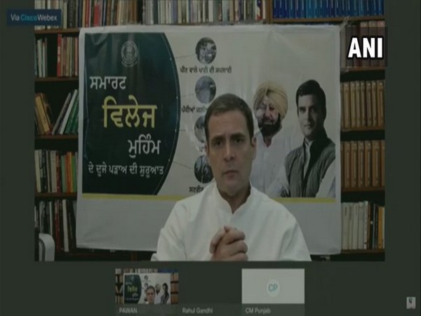 Congress MP Rahul Gandhi speaking at a video conference on Saturday. 