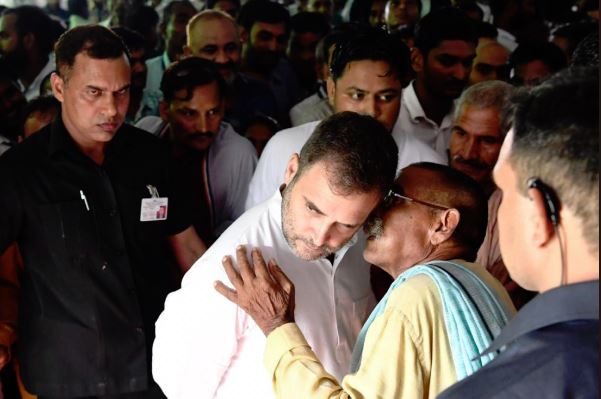 Congress President Rahul Gandhi in Amethi on Wednesday. Photo/ANI