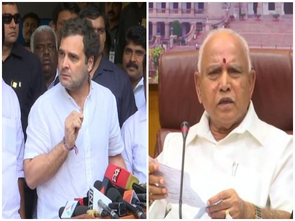 Congress leader Rahul Gandhi (left) and Karnataka Chief Minister BS Yediyurappa (right)