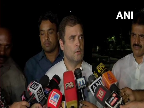 Rahul Gandhi talking to media persons in New Delhi on Thursday 