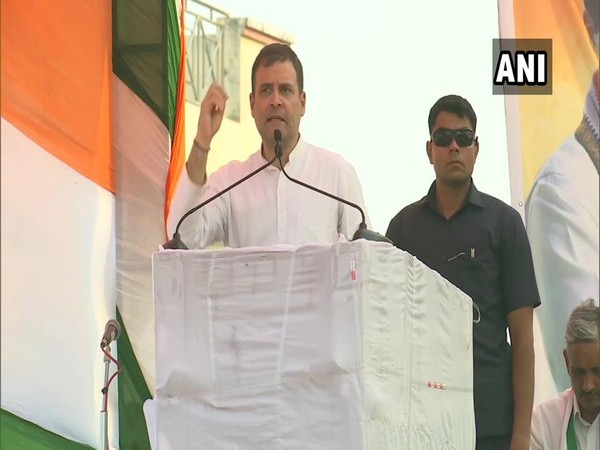 Congress leader Rahul Gandhi addressing an election rally in Nuh, Haryana on Monday.