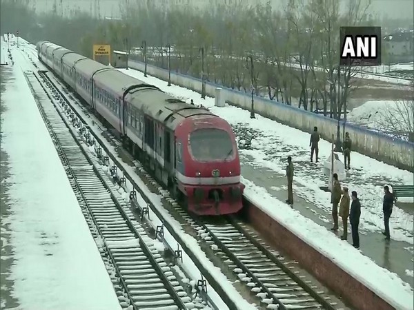The visual of trial run of train services in Kashmir. (Photo/ANI)
