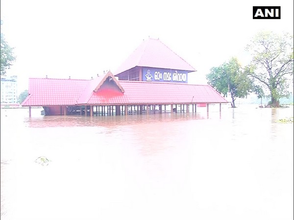 A visual of Shiva temple which has been submerged in water in Aluva, Kerala. (Photo/ANI)