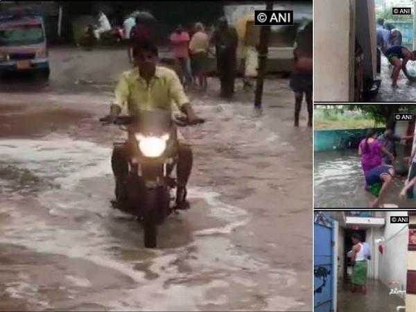 Water logged street after tanker breaches in Peddapuram. Photo/ANI