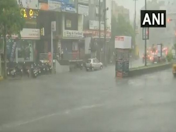 Rain lashed parts of Hyderabad on Thursday evening. (Photo/ANI)