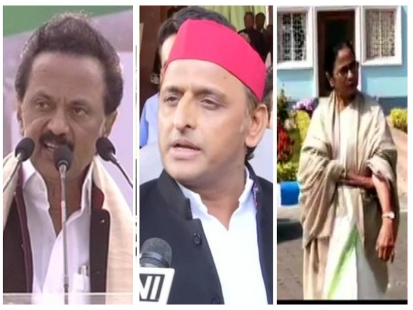 MK Stalin, Akhilesh Yadav and West Bengal CM Mamata Banerjee. (file photo)