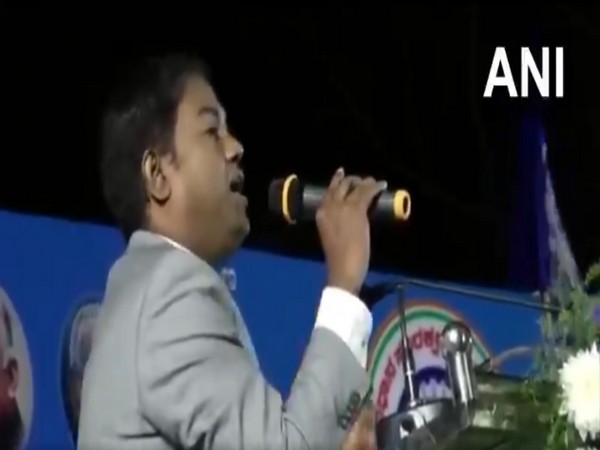 Rajaratna Ambedkar speaking at an event in Bidar, Karnataka on Monday. Photo/ANI