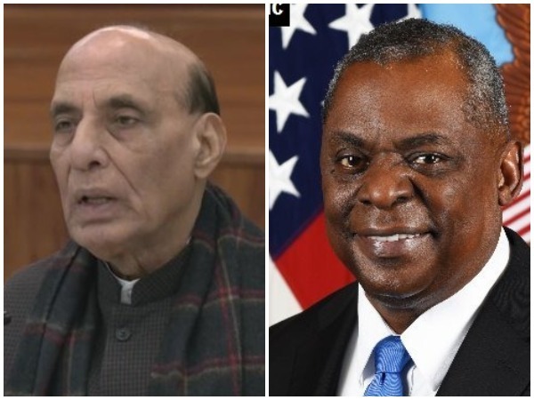 Defence Minister Rajnath Singh and his US counterpart Lloyd J Austin III