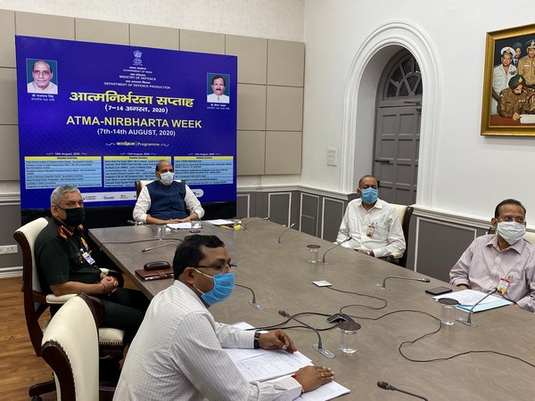 Defence Minister Rajnath Singh during 'Atmanirbhrata Saptah' celebrations on Thursday. (Photo/ANI)