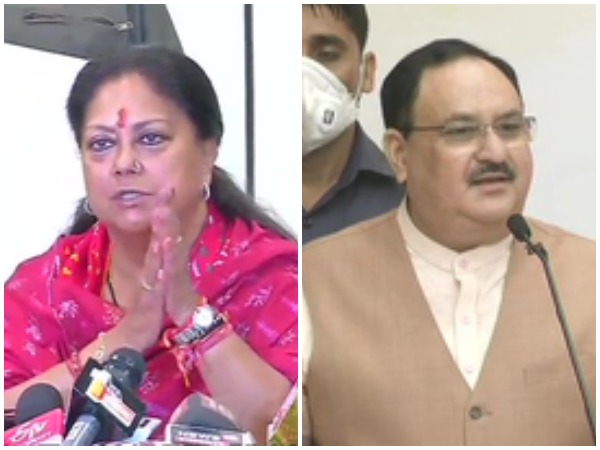 Former CM and BJP leader Vasundhra Raje Scindia met BJP president JP Nadda at his residence on Friday. 