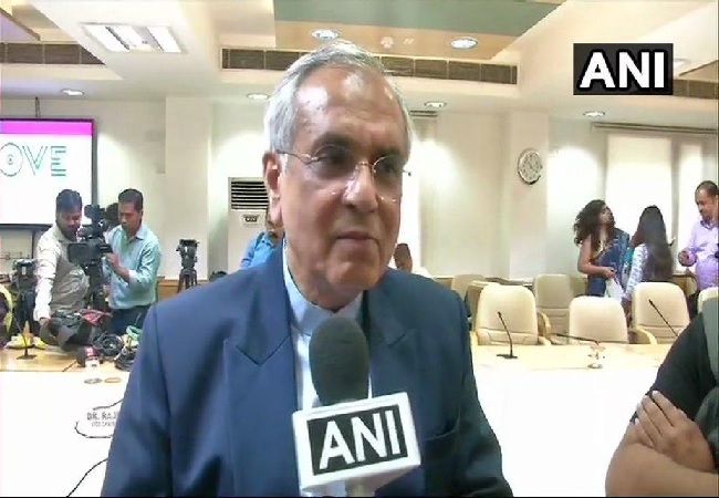 NITI Aayog Vice-Chairman Rajiv Kumar speaking to ANI in New Delhi (Photo/ANI)