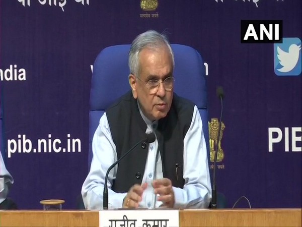 Rajiv Kumar, Vice Chairperson NITI Aayog, addressing a press conference in New Delhi on Saturday. Photo/ANI 