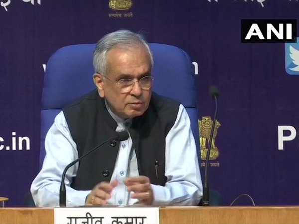 NITI Aayog Vice Chairman Rajiv Kumar addressing a press conference in New Delhi on Saturday. Photo/ANI