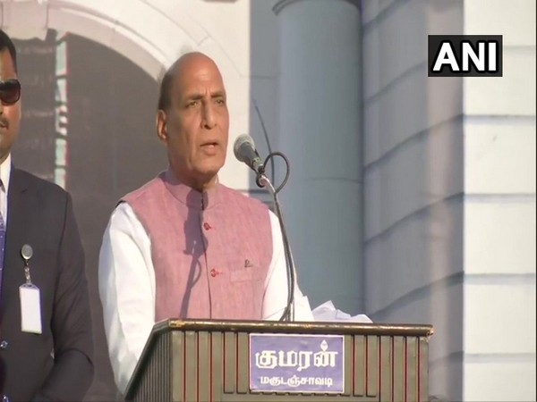 Defence Minister Rajnath Singh addressing BYJM Convention in Salem on Sunday. (Photo/ANI)