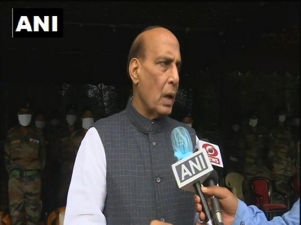 Defence Minister Rajnath Singh speaking to media in Darjeeling on Sunday. (Photo/ANI)