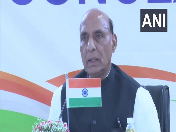 Defence Minister Rajnath Singh at Aero India event in Bengaluru on Wednesday. (Photo/ANI)