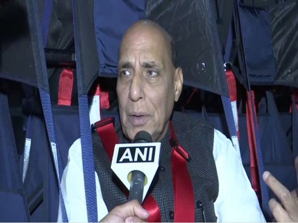 Rajnath Singh speaking to ANI in France on Tuesday. Photo/ANI