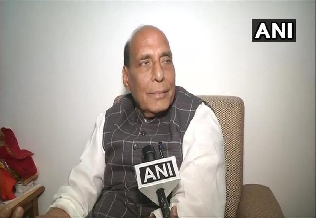 Home Minister Rajnath Singh speaking to ANI in Lucknow on Tuesday Photo/ANI.