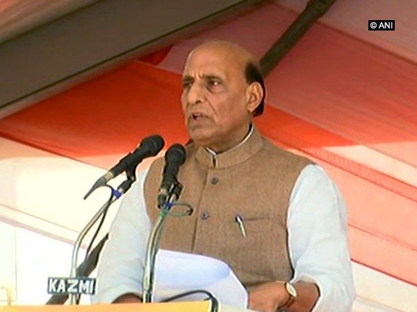 Home Minister Rajnath Singh addressing the event in Lucknow on Thursday..