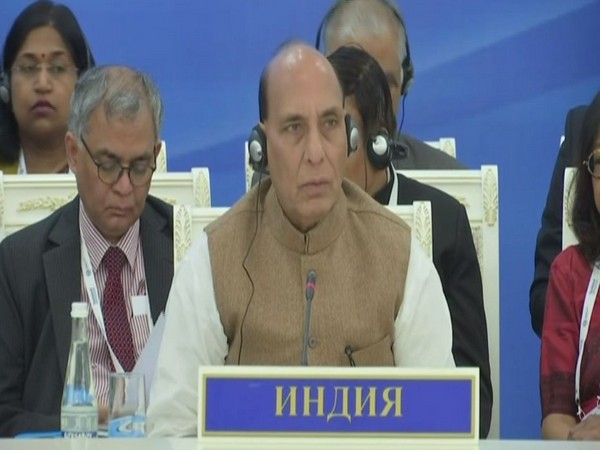 Defence Minister Rajnath Singh at SCO meet Taskent, Uzbekistan, on Saturday. Photo/ANI