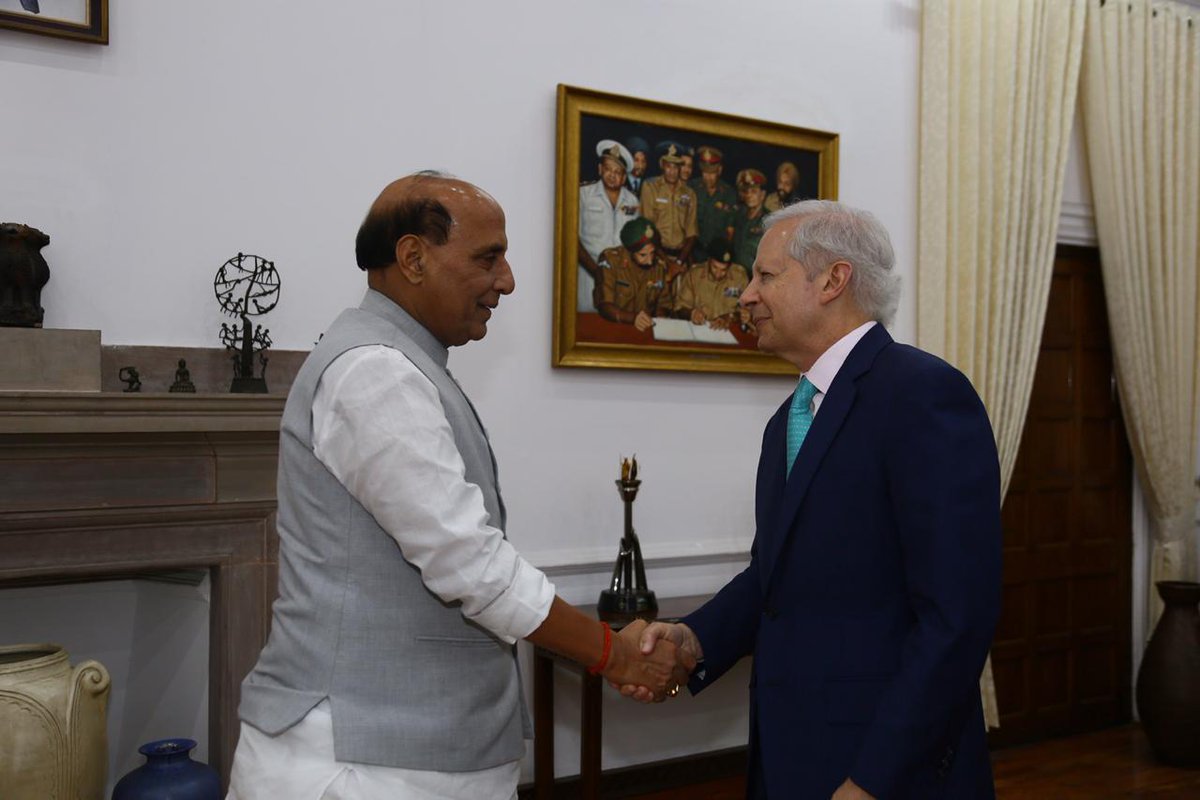 United States Ambassador to India Ken Juster met Defence minister Rajnath Singh in New Delhi on Monday