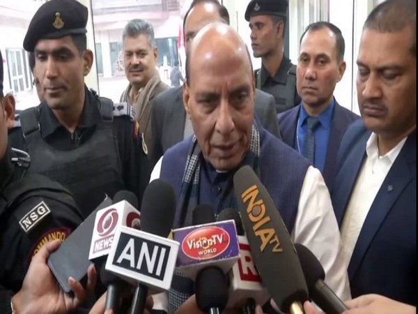 Defence Minister Rajnath Singh speaking to reporters in New Delhi on Thursday. Photo/ANI