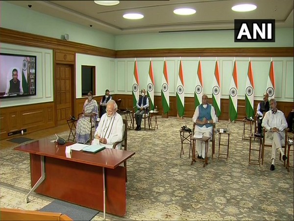 Defence Minister Rajnath Singh during all-party meeting with Prime Minister Narendra Modi on India-China border issue
