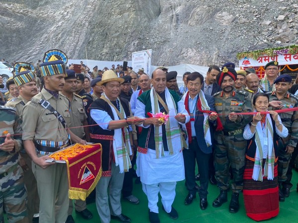 Defence Minister Rajnath Singh inaugurating a bridge in Arunachal Pradesh on Friday. (Photo/Twitter@RajnathSingh)