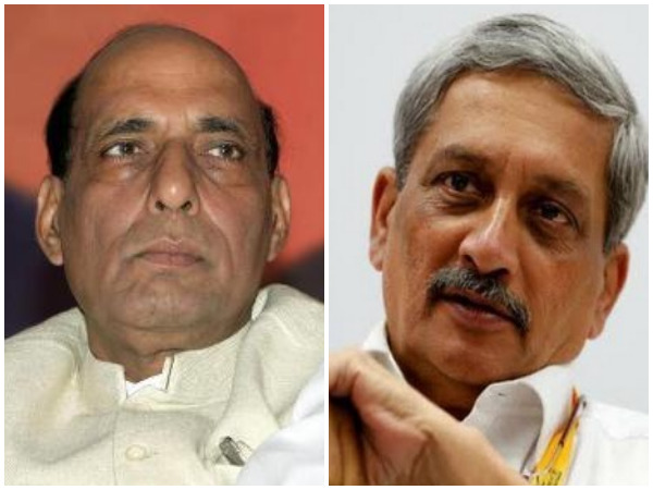 Union Home Minister Rajnath Singh (left) and late former Defence Minister Manohar Parrikar (Right)