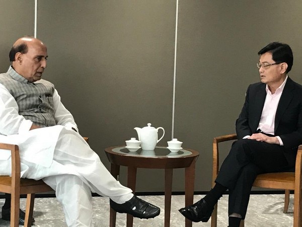 Rajnath Singh holds talks with Singapore's Deputy PM Heng Swee Keat in Singapore on Tuesday