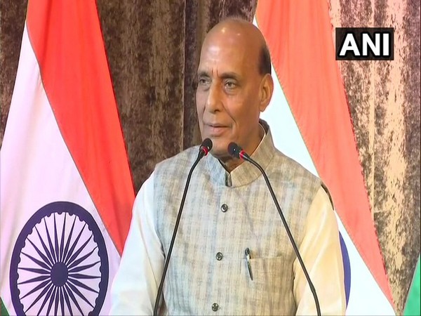 Defence Minister Rajnath Singh addressing the Indian diaspora in Singapore on Tuesday