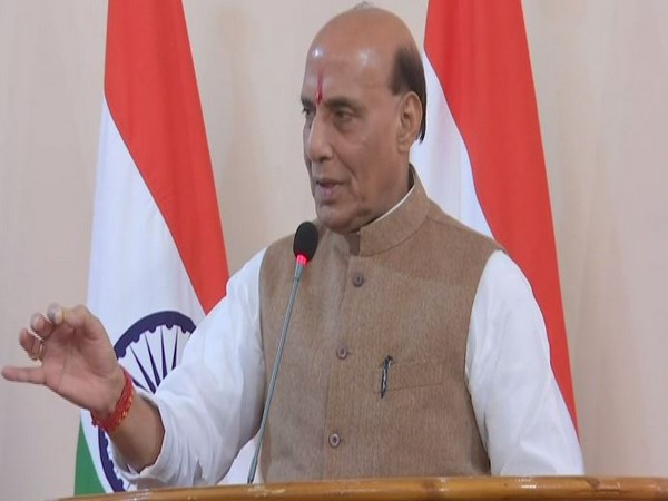 Defence Minister Rajnath Singh addressing the Indian diaspora in Tashkent on Saturday. Photo/ANI