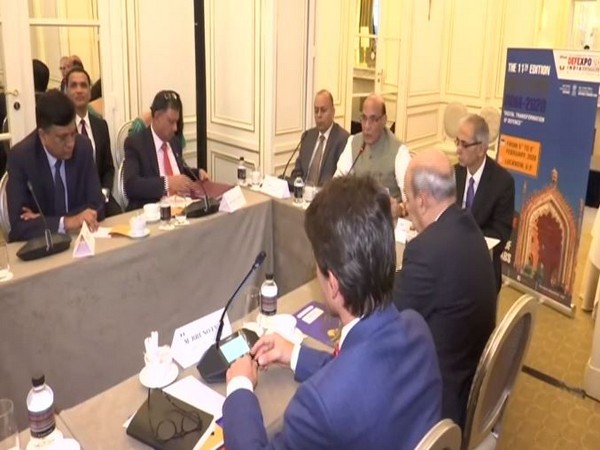 Defence Minister Rajnath Singh Addressing the top CEOs of the French Defence Industry in Paris on Wednesday.