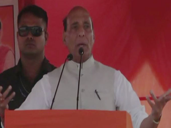 Union Home Minister Rajnath Singh addressing a public rally at Chatra in Jharkhand on Tuesday
